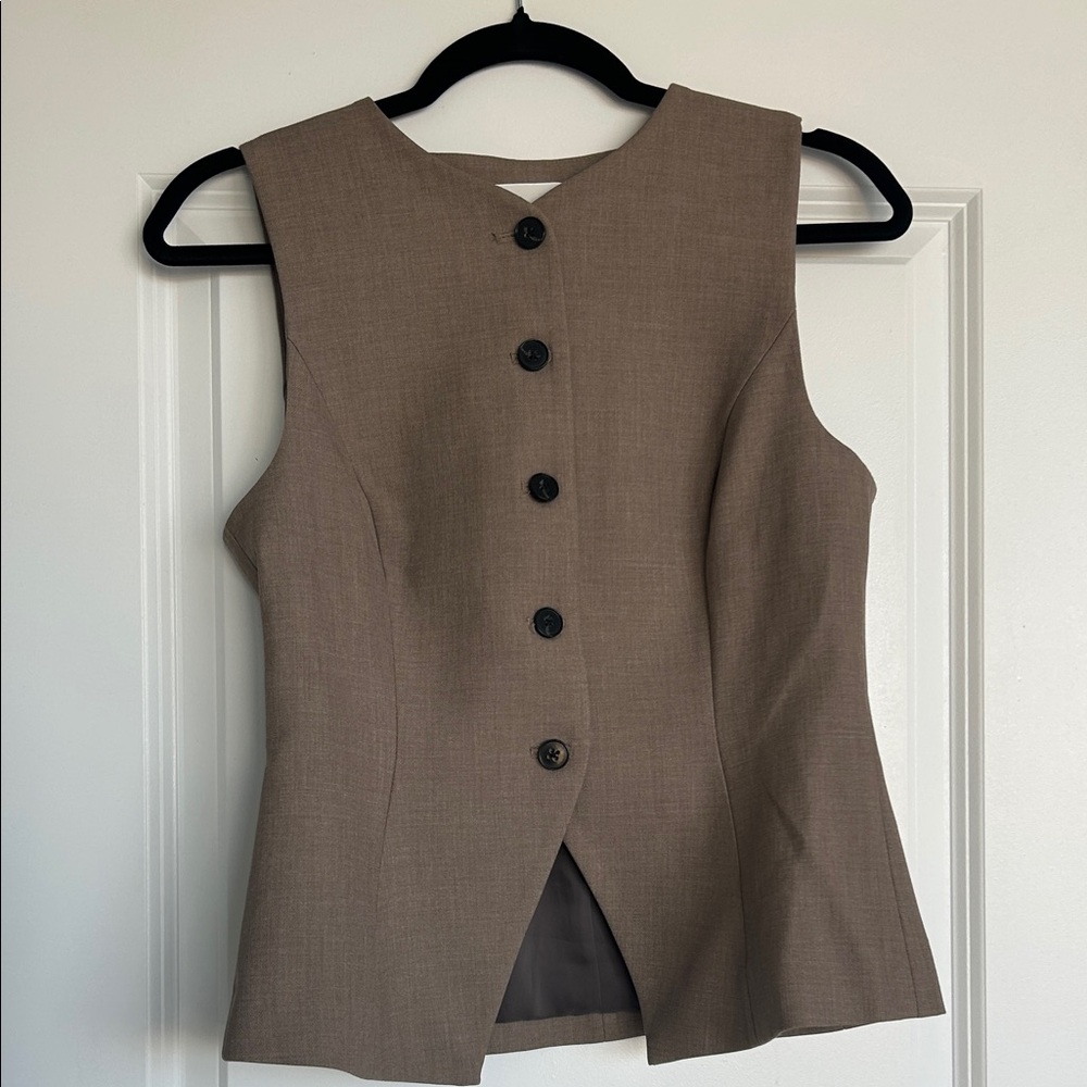 Aritzia brown Sleeveless Button-Up Vest